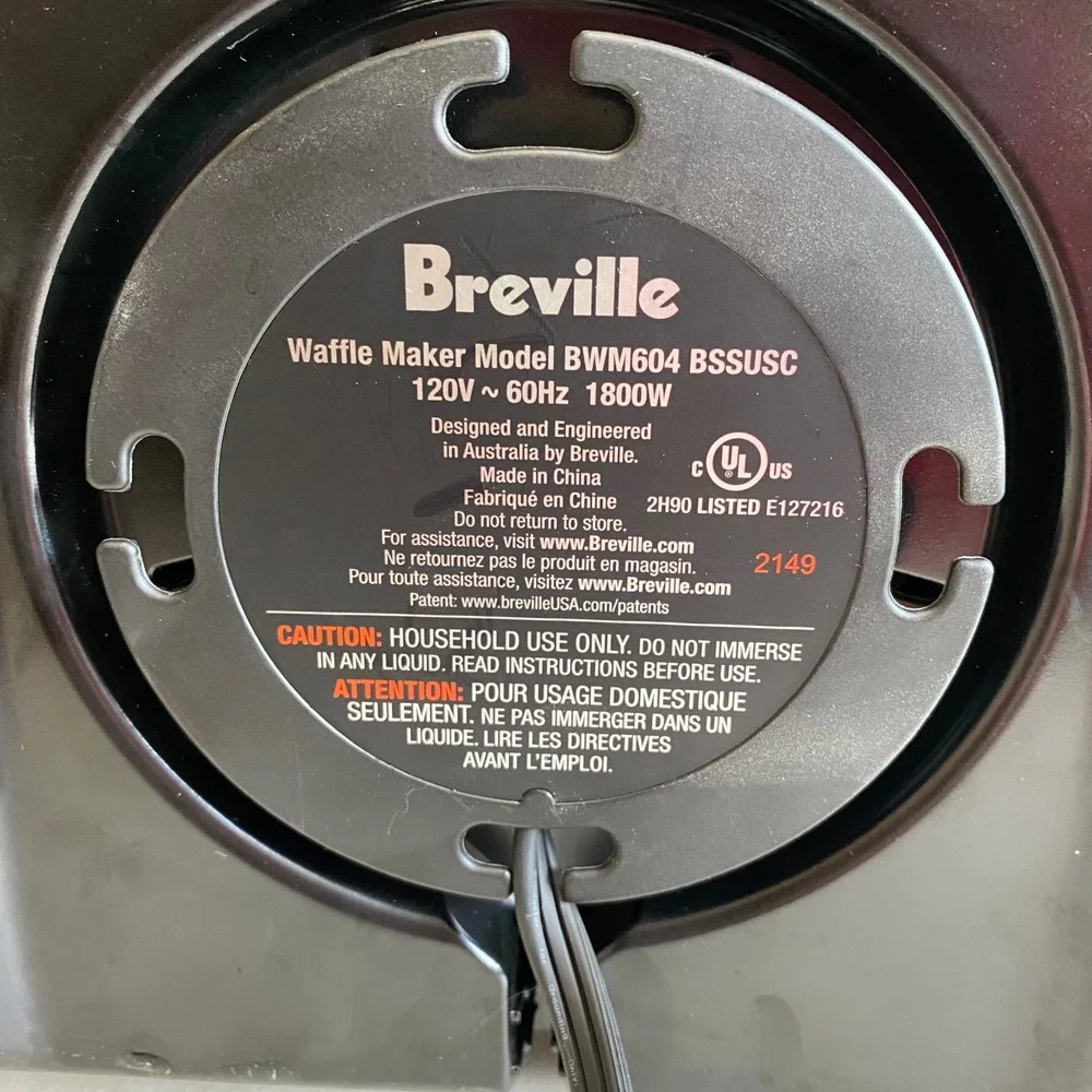 Breville 4-Slice Smart Waffle Maker BWM604 BSSUSC Silver Stainless Steel 1800W